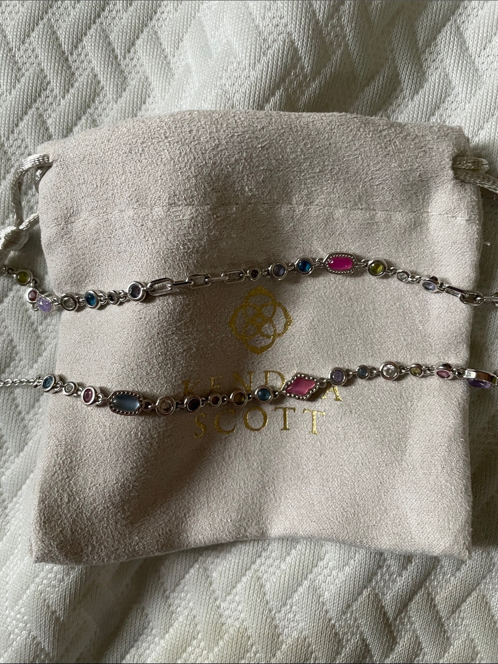 Kendra Scott Multicolor Station Silver Bracelet with Pink Accents